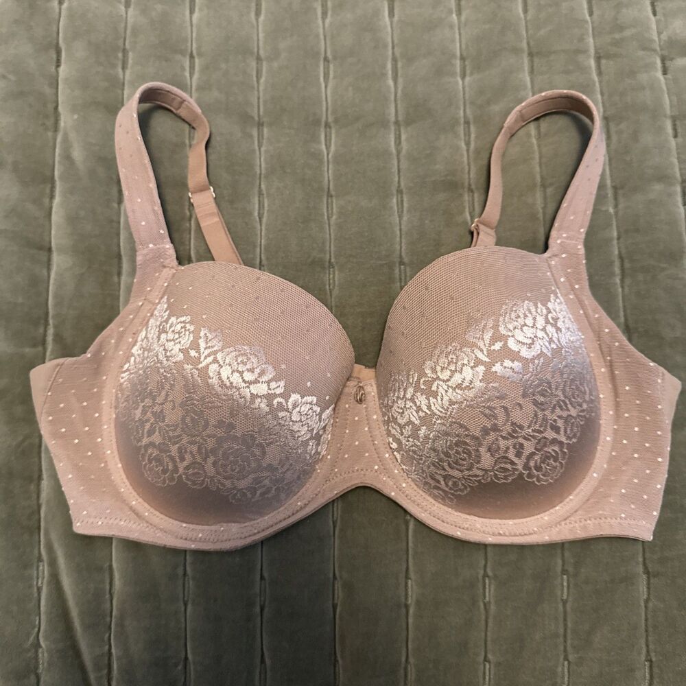Soma 36 D Stunning Support Full Coverage Underwire Bra Lace Detail Beige